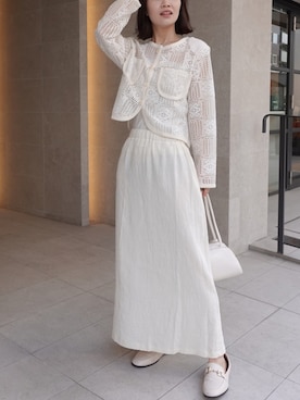 「CORNERS（コーナーズ）のアイテム（スカート）」を使った、あかねさん（レディース・164cm）の春コーディネート