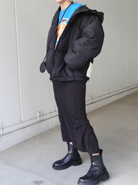 「CORNERS（コーナーズ）のアイテム（ダウンジャケット/コート）」を使った、あかねさん（レディース・164cm）の冬コーディネート