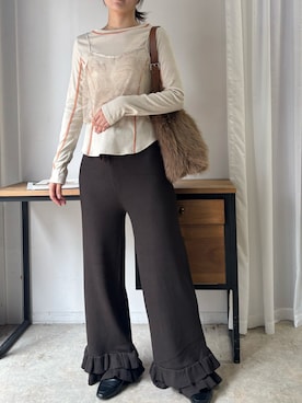 「CORNERS（コーナーズ）のアイテム（その他パンツ）」を使った、あかねさん（レディース・165cm）の秋コーディネート