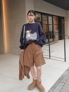 「CORNERS（コーナーズ）のアイテム（ショルダーバッグ）」を使った、あかねさん（レディース・165cm）の秋コーディネート