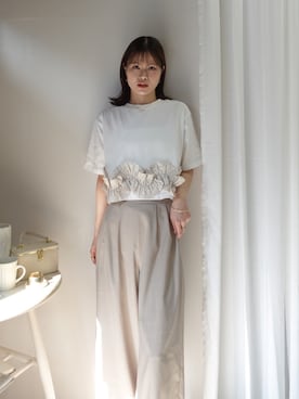 「CORNERS（コーナーズ）のアイテム（トップス）」を使った、あかねさん（レディース・165cm）の春コーディネート