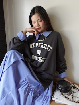 「アイテム（シャツワンピース）」を使った、あかねさん（レディース・164cm）の秋コーディネート