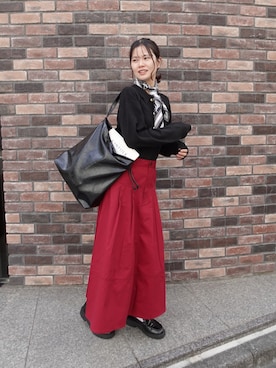 「CORNERS（コーナーズ）のアイテム（スカート）」を使った、あかねさん（レディース・165cm）の秋コーディネート