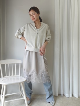 「CORNERS（コーナーズ）のアイテム（トップス）」を使った、あかねさん（レディース・165cm）の春コーディネート