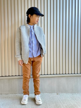 「ZARA KIDSのアイテム（その他アウター）」を使った、ぽろんさん（キッズ・140cm）の冬コーディネート