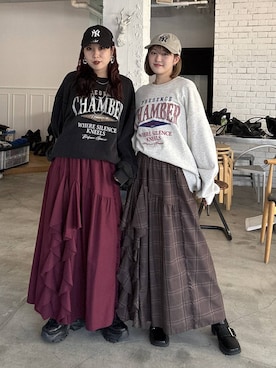 「アイテム（キャップ）」を使った、サエさん（レディース・159cm・20代）の秋コーディネート