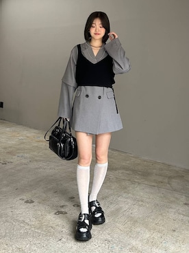 「アイテム（トップス）」を使った、サエさん（レディース・159cm）の春コーディネート