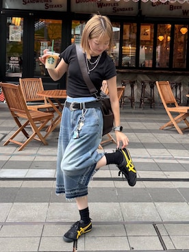 「アイテム（ボストンバッグ）」を使った、サエさん（レディース・159cm・20代）の夏コーディネート