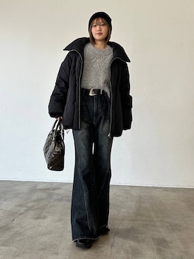 「おでかけ」｜「アイテム（帽子）」を使った、サエさん（レディース・159cm）の冬コーディネート