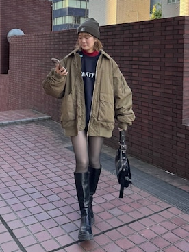 「PBLIM（ページボーイリム）のアイテム（ブルゾン）」を使った、サエさん（レディース・159cm）の秋コーディネート