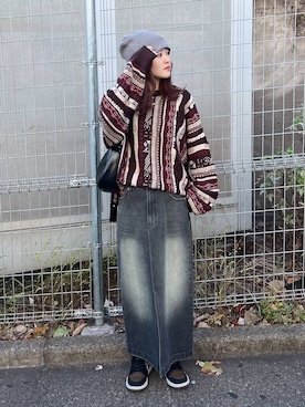 「PBLIM（ページボーイリム）のアイテム（スカート）」を使った、サエさん（レディース・159cm）の秋コーディネート