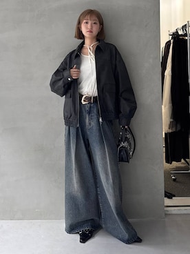 「PAGEBOY（ページボーイ）の<WEB限定サイズあり>タックデニムパンツ（デニムパンツ）」を使った、サエさん（レディース・159cm・20代）の夏コーディネート
