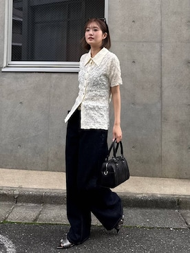「PAGEBOY（ページボーイ）のヴィンテージバックルベルト（ベルト、ブラック系）」を使った、サエさん（レディース・159cm）の春コーディネート