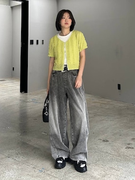 「PAGEBOY（ページボーイ）のヴィンテージバックルベルト（ベルト、ブラック系）」を使った、サエさん（レディース・159cm）の春コーディネート