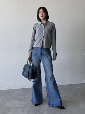 「PAGEBOY（ページボーイ）のモードバックルベルト3（ベルト、ブラック系）」を使った、サエさん（レディース・159cm）の春コーディネート