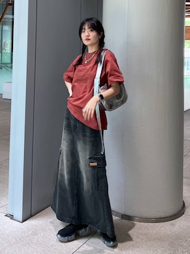 「PBLIM（ページボーイリム）のアイテム（スカート）」を使った、サエさん（レディース・159cm）の春コーディネート