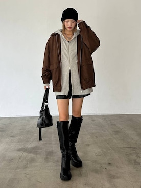 「アイテム（ニットキャップ/ビーニー）」を使った、サエさん（レディース・159cm・20代）の秋コーディネート