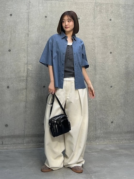 「PBLIM（ページボーイリム）の《UNISEX》ヘンリーレイヤードタンク（タンクトップ、グレー系）」を使った、サエさん（レディース・159cm）の夏コーディネート