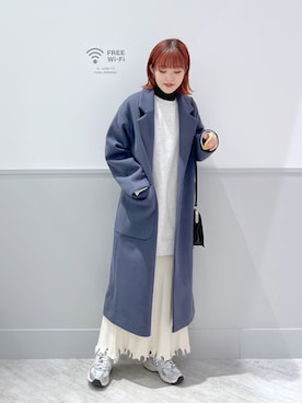 「LAKOLE（ラコレ）のアイテム（チェスターコート）」を使った、サエさん（レディース・159cm）の秋コーディネート