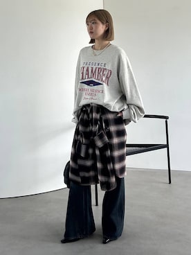 「アイテム（スウェット）」を使った、サエさん（レディース・159cm・20代）の夏コーディネート