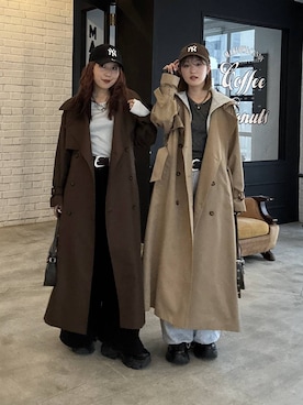 「アイテム（トレンチコート）」を使った、サエさん（レディース・159cm・20代）の冬コーディネート