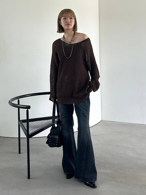 オメカシ ヘンリーシアーニットプルオーバー ネイビー 一枚で着映え◎】ヘンリーシアーニットプルオーバー | Omekashi