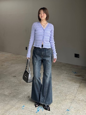 「PAGEBOY（ページボーイ）のヴィンテージバックルベルト（ベルト、ブラック系）」を使った、サエさん（レディース・159cm）の冬コーディネート