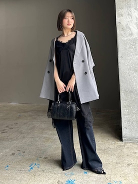 「PAGEBOY（ページボーイ）のクラシックストレート【3color/4size】（スラックス、ブルー系）」を使った、サエさん（レディース・159cm）の春コーディネート