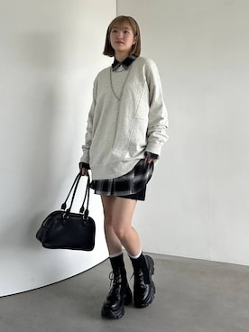 「アイテム（スウェット）」を使った、サエさん（レディース・159cm）の夏コーディネート