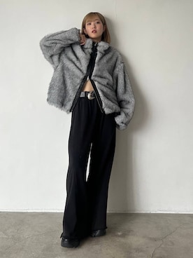 「PAGEBOY（ページボーイ）のサイドタックルーズウラケパンツ/イージーパンツ【4color・2size】（スウェットパンツ）」を使った、サエさん（レディース・159cm・20代）の秋コーディネート