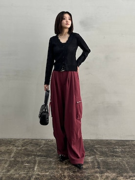 「PAGEBOY（ページボーイ）のステッチバックルバッグ（ショルダーバッグ、ブラック系）」を使った、サエさん（レディース・159cm）の秋コーディネート