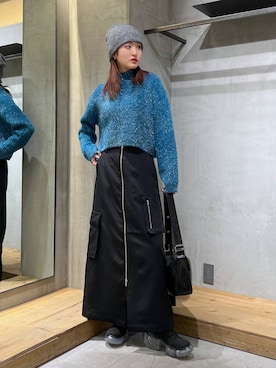 「PAGEBOY（ページボーイ）のニットビーニー（ニットキャップ/ビーニー）」を使った、サエさん（レディース・159cm）の冬コーディネート