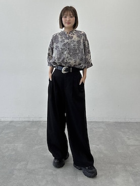 「PAGEBOY（ページボーイ）のプラットチャンキースニーカー（スニーカー、ブラック系）」を使った、サエさん（レディース・159cm）の夏コーディネート