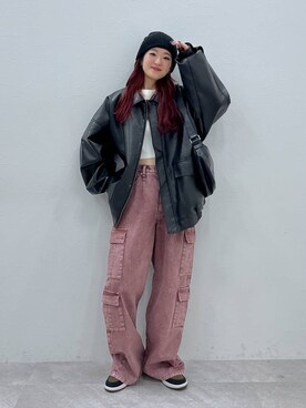 「PBLIM（ページボーイリム）のPBLIM/ドライタッチビーニー（ニットキャップ/ビーニー）」を使った、サエさん（レディース・159cm）の夏コーディネート