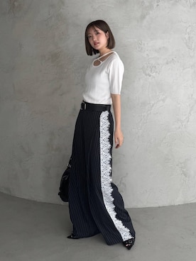 「PAGEBOY（ページボーイ）のヴィンテージバックルベルト（ベルト、ブラック系）」を使った、サエさん（レディース・159cm）の春コーディネート