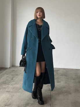 「アイテム（チェスターコート）」を使った、サエさん（レディース・159cm・20代）の秋コーディネート