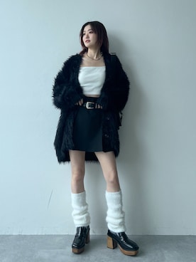 「PAGEBOY（ページボーイ）のモンスターフェザーカーディガン（カーディガン/ボレロ）」を使った、サエさん（レディース・159cm）の夏コーディネート