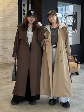 「おでかけ」｜「アイテム（トレンチコート）」を使った、サエさん（レディース・159cm）の冬コーディネート