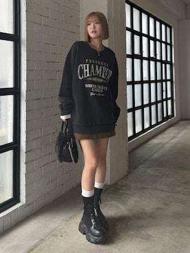 「アイテム（スウェット）」を使った、サエさん（レディース・159cm・20代）の秋コーディネート