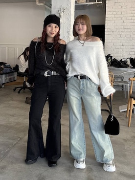 「アイテム（ベルト）」を使った、サエさん（レディース・159cm・20代）の秋コーディネート