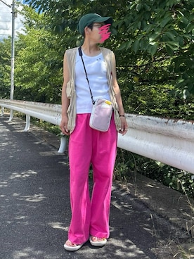 「アイテム（バッグ）」を使った、MAKIさん（レディース・154cm）の夏コーディネート