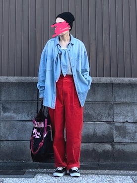 「ボウタイシャツ」｜MAKIさん（レディース・154cm）の秋コーディネート