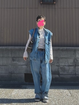 「アイテム（デニムジャケット）」を使った、MAKIさん（レディース・154cm）の秋コーディネート