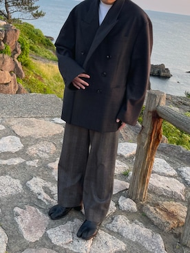 「JOHN LAWRENCE SULLIVAN（ジョンローレンスサリバン）のアイテム（スラックス）」を使った、のじさん（メンズ・172cm）の夏コーディネート