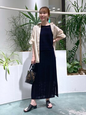 「Andemiu（アンデミュウ）のクリアトートバッグ940559（ショルダーバッグ）」を使った、nabeさん（レディース・160cm）の夏コーディネート