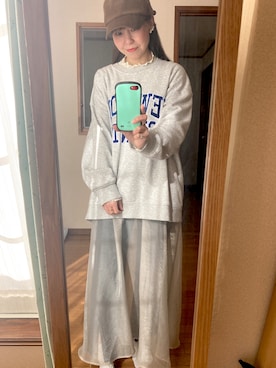 「シアーワンピース」｜「アイテム（スウェット）」を使った、ちぃ。 さん（レディース・156cm）の冬コーディネート