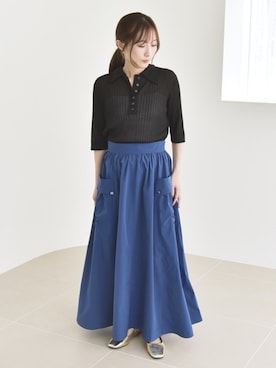 「ロング丈」｜穂坂さん（レディース・156cm）の夏コーディネート