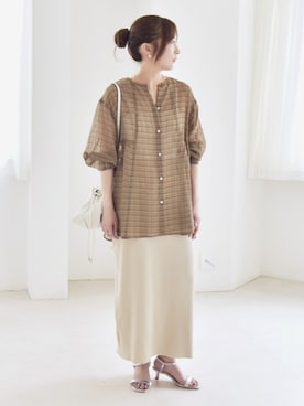「Iラインスカート」｜穂坂さん（レディース・156cm）の夏コーディネート
