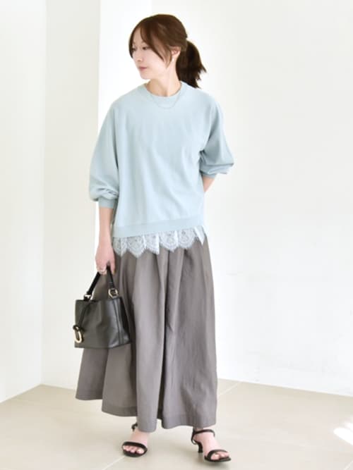 quaranciel:〈洗濯機可能〉ナイロン ステッチ タック フレア スカート