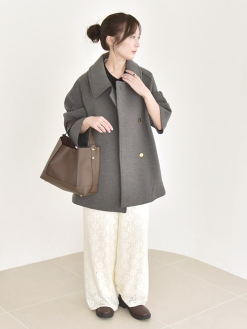 quaranciel:〈手洗い可能〉ダンボール ステンカラー ジャケット コート